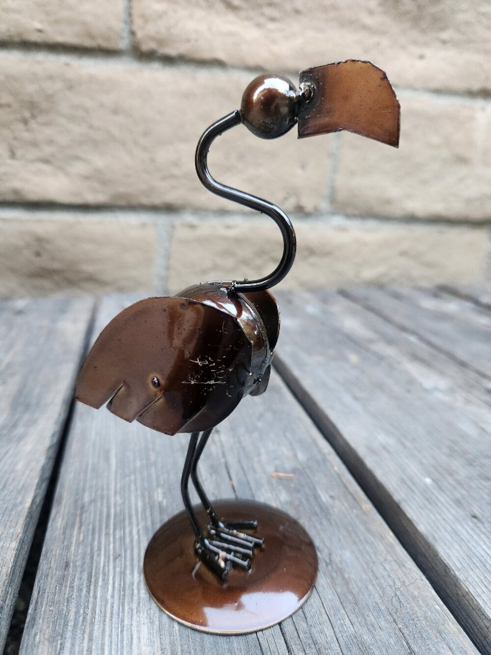 Flamingo Welded Metal Art Statue Home Decor Farmhouse Decor